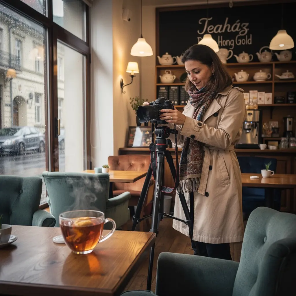 Különleges tea szertartás, ahol a Dian Hong Gold tea ízletesen gőzölög egy elegáns csészében.