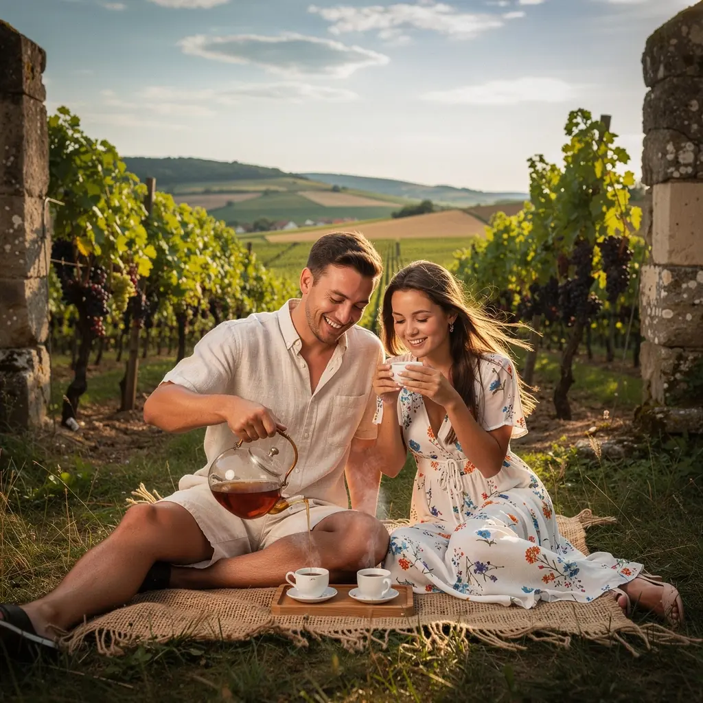 Yunnan hegyvidéki táj, ahol a Dian Hong Gold tea növekszik, tele színnel és élettel.